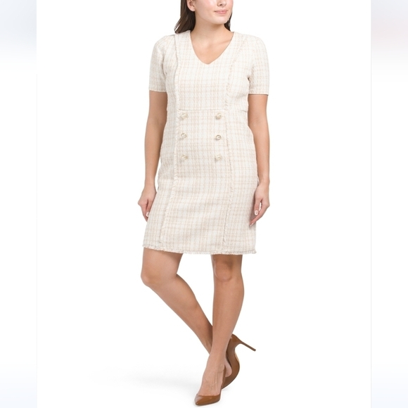 Nanette Lepore Boucle Raw Hem and Button Front Dress - Picture 1 of 9